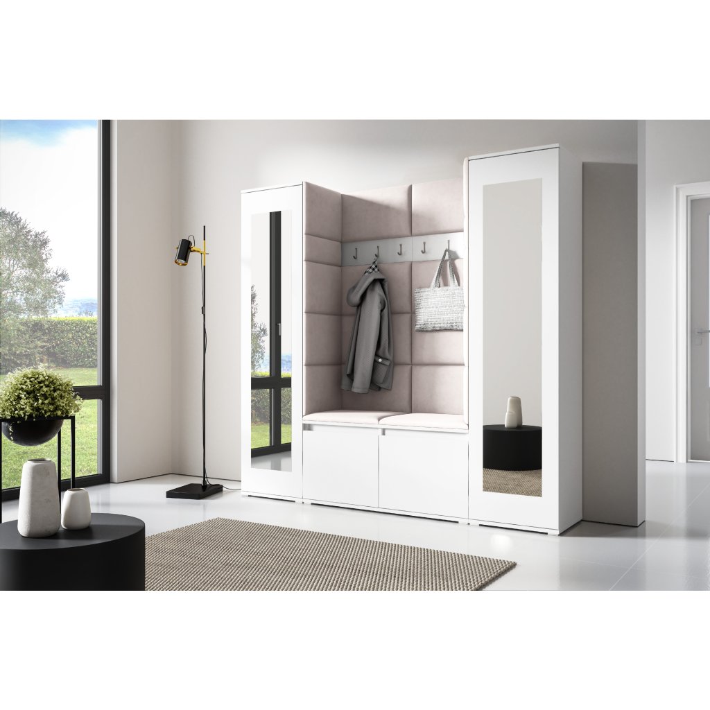 Eka Předsíňová stěna s čalouněnými panely Trinity 31 - Bílá / Krémová bílá 2301