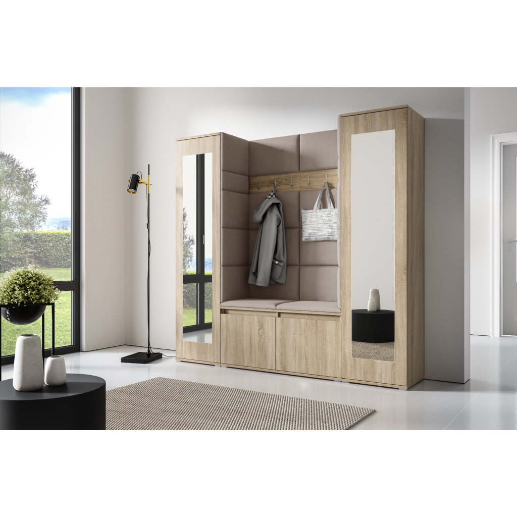 Eka Předsíňová stěna s čalouněnými panely Trinity 31 - Sonoma / Světlá béžová 2303