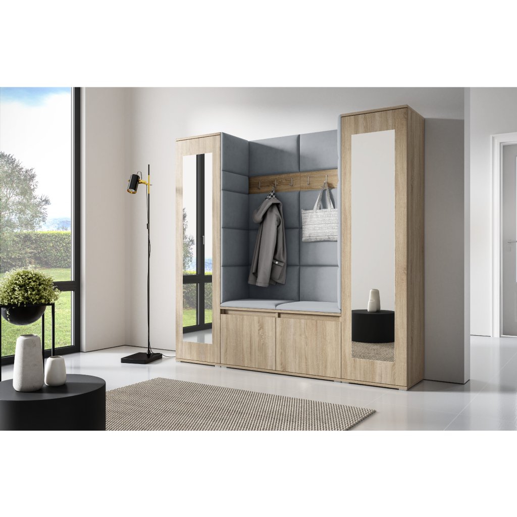 Eka Předsíňová stěna s čalouněnými panely Trinity 31 - Sonoma / Šedá 2314