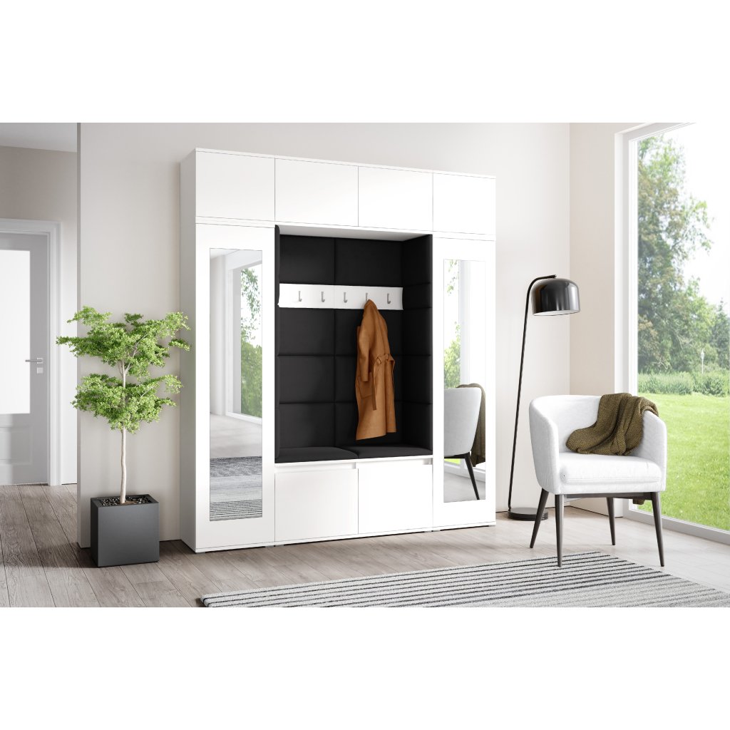 Eka Předsíňová stěna s čalouněnými panely Trinity 32 - Bílá / Černá 2316