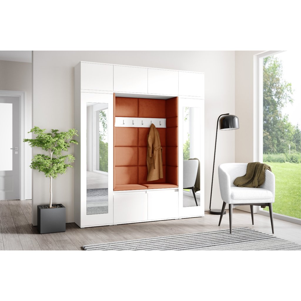 Eka Předsíňová stěna s čalouněnými panely Trinity 32 - Bílá / Okrová 2325