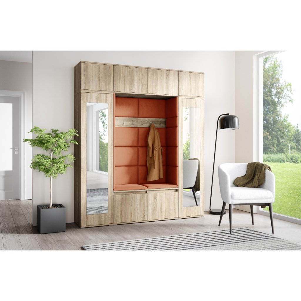 Eka Předsíňová stěna s čalouněnými panely Trinity 32 - Sonoma / Okrová 2325