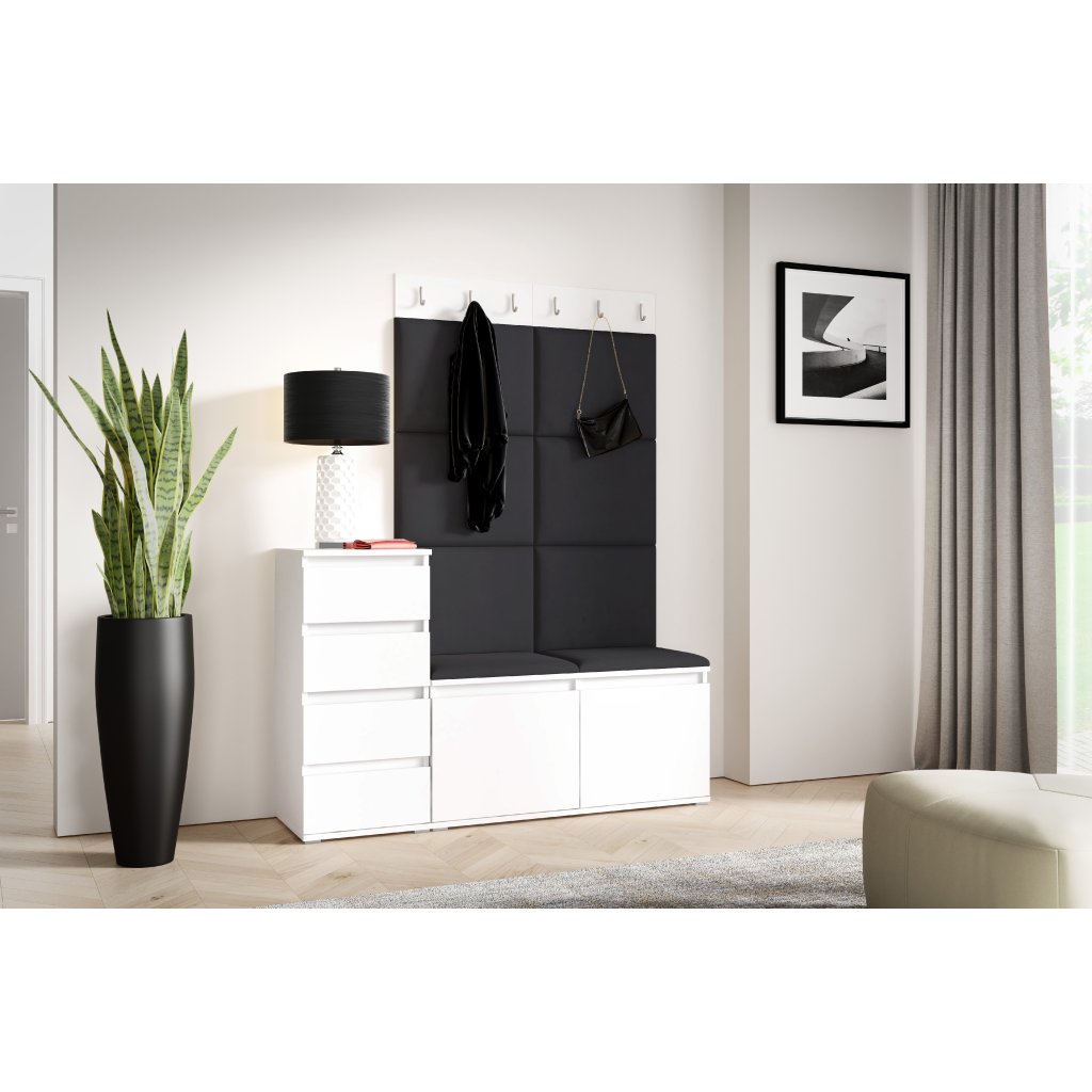 Eka Předsíňová stěna s čalouněnými panely Trinity 34 - Bílá / Černá 2316