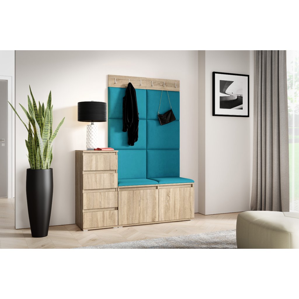 Eka Předsíňová stěna s čalouněnými panely Trinity 34 - Sonoma  /Azurová 2313