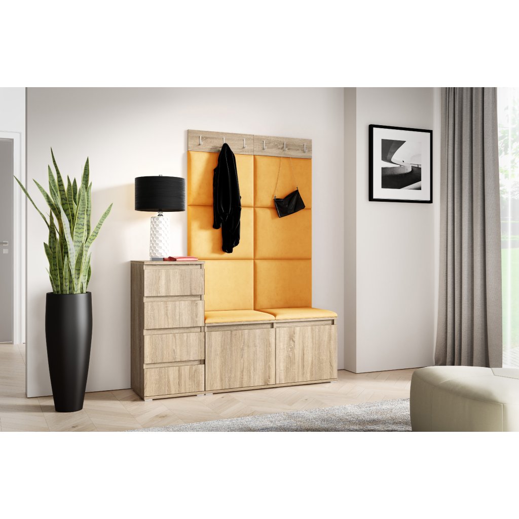Eka Předsíňová stěna s čalouněnými panely Trinity 34 - Sonoma  /Hořčicová 2326