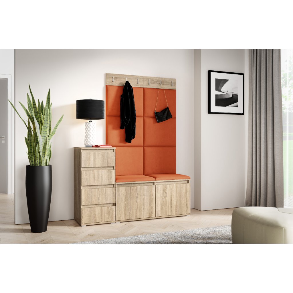 Eka Předsíňová stěna s čalouněnými panely Trinity 34 - Sonoma  /Okrová 2325