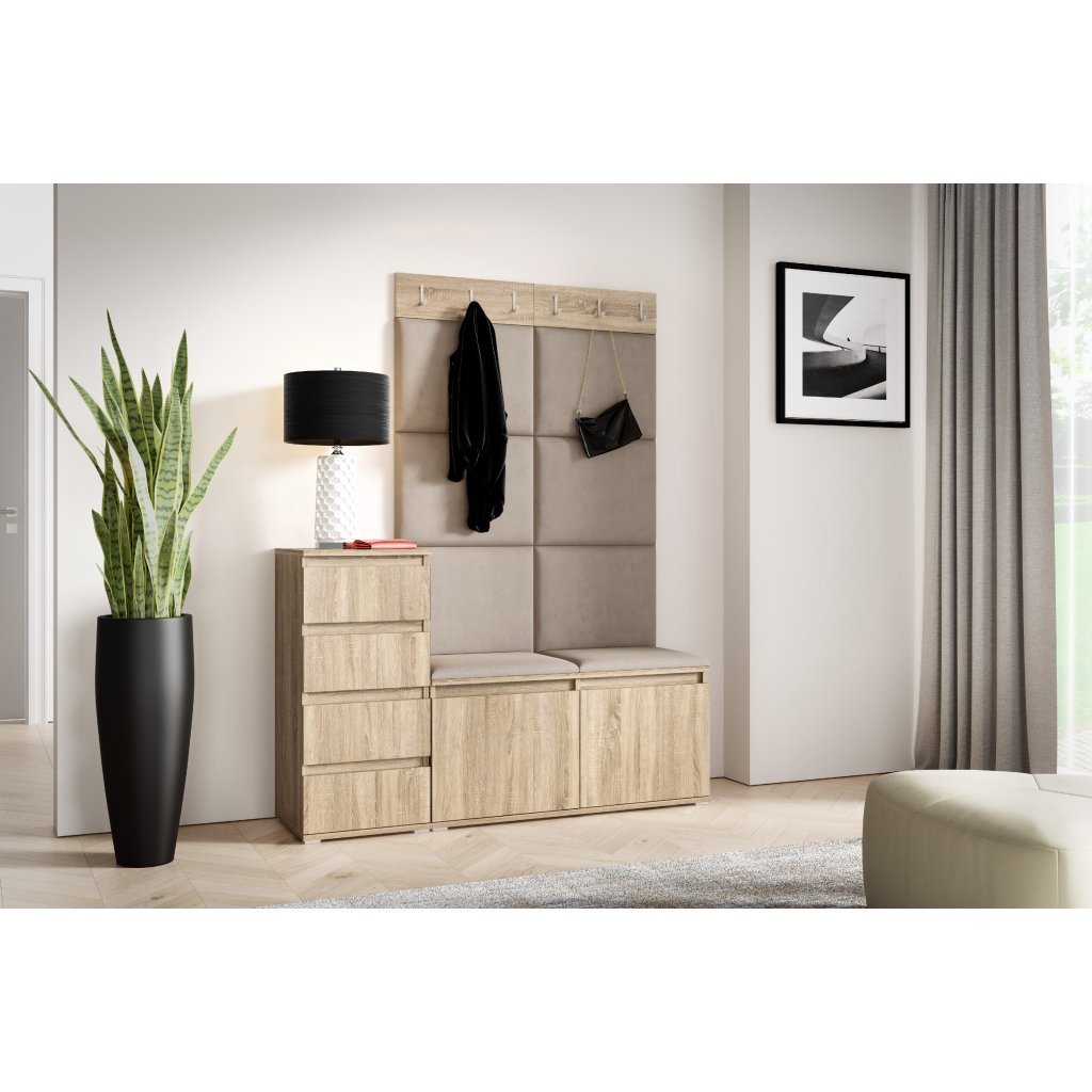 Eka Předsíňová stěna s čalouněnými panely Trinity 34 - Sonoma  /Světlá béžová 2303