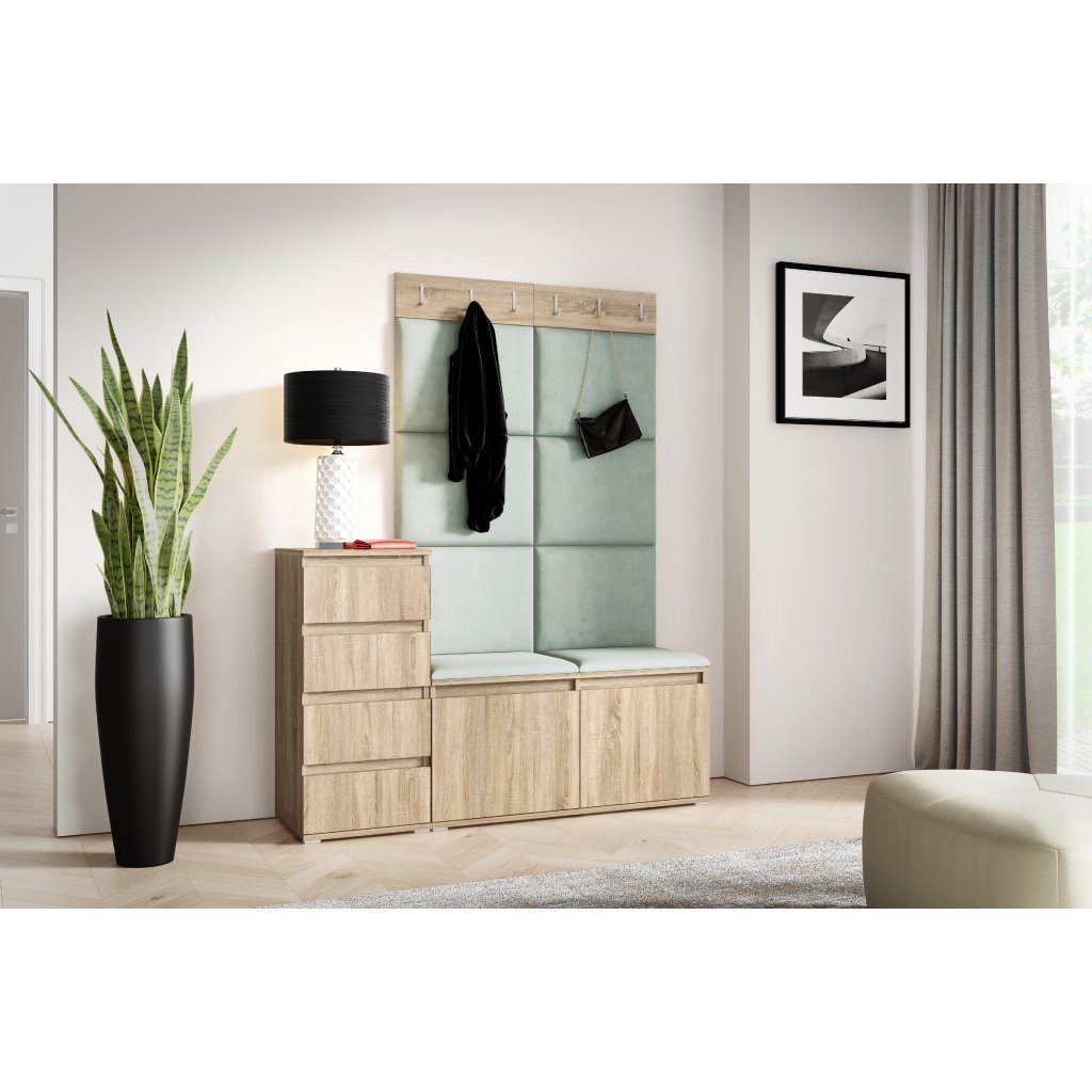 Eka Předsíňová stěna s čalouněnými panely Trinity 34 - Sonoma  /Světlá zelená 2321