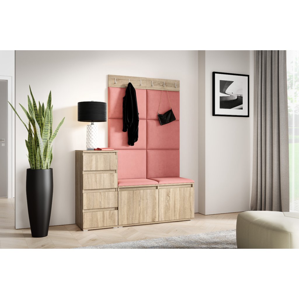 Eka Předsíňová stěna s čalouněnými panely Trinity 34 - Sonoma  /Tmavá růžová 2323