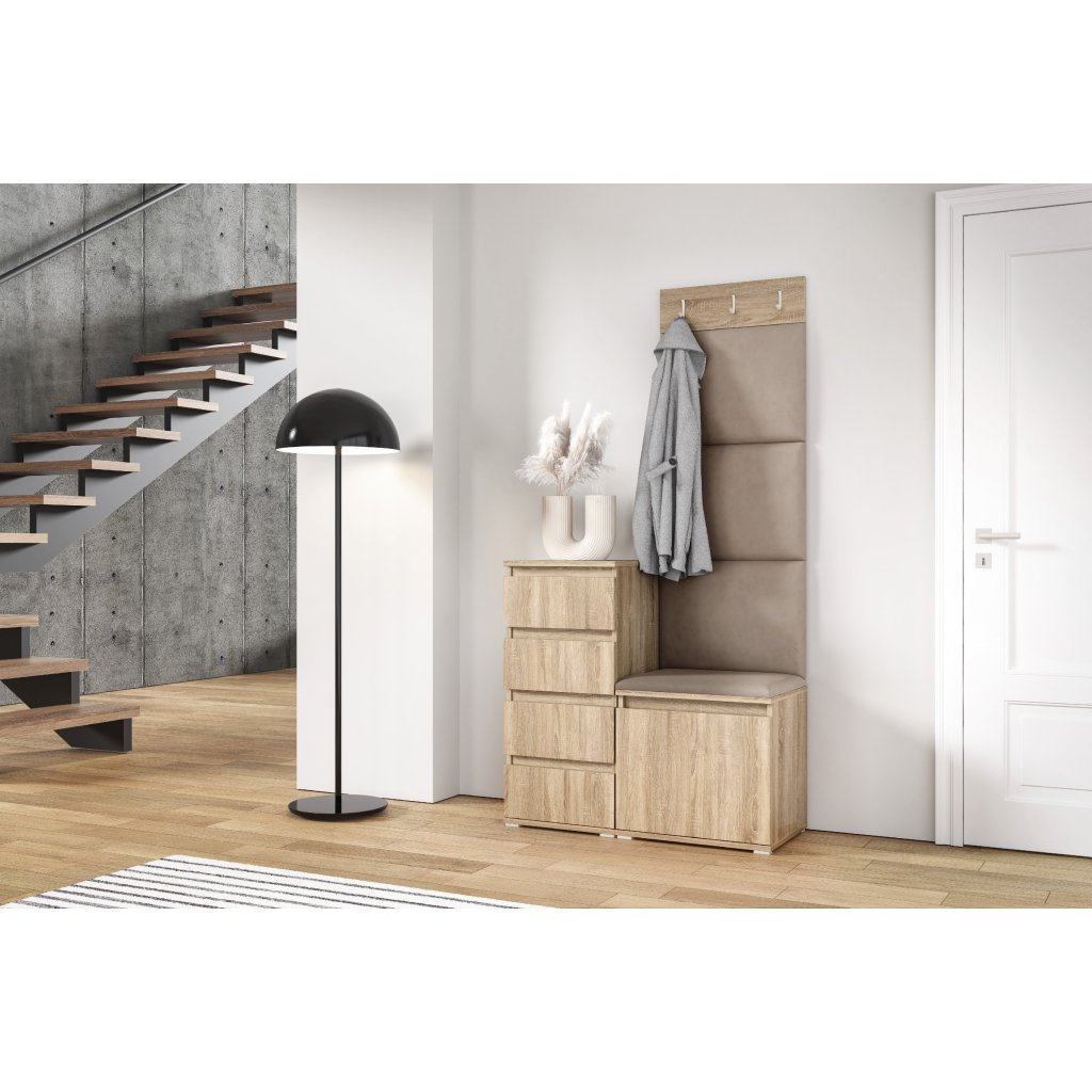 Eka Předsíňová stěna s čalouněnými panely Trinity 36 - Sonoma / Světlá béžová 2303