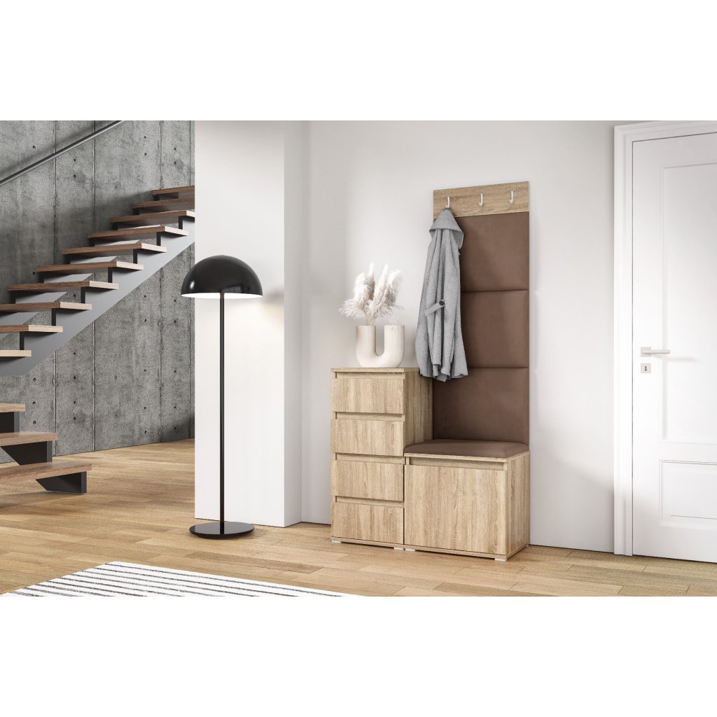 Eka Předsíňová stěna s čalouněnými panely Trinity 36 - Sonoma / Hnědá 2307
