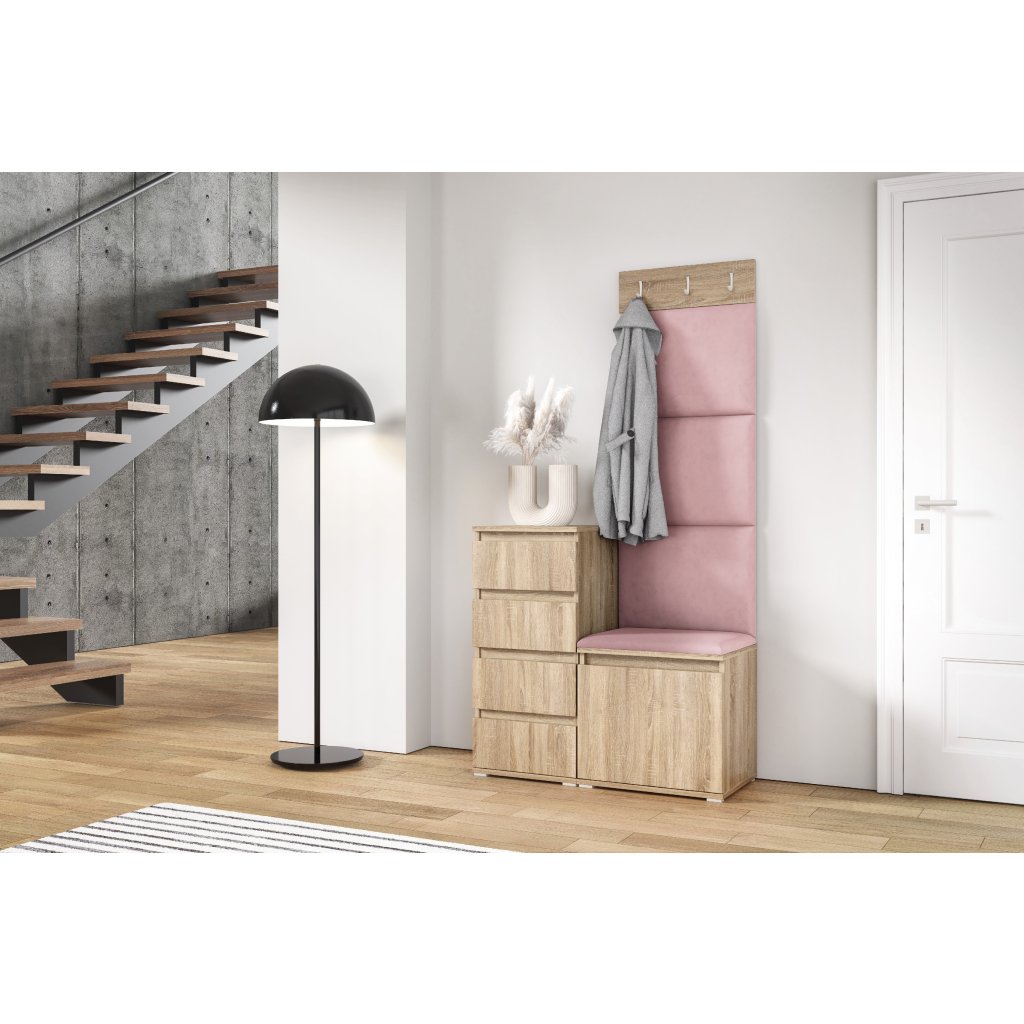 Eka Předsíňová stěna s čalouněnými panely Trinity 36 - Sonoma / Světlá růžová 2319