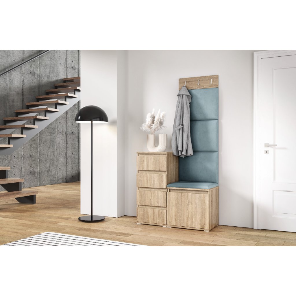 Eka Předsíňová stěna s čalouněnými panely Trinity 36 - Sonoma / Světlá modrá 2322