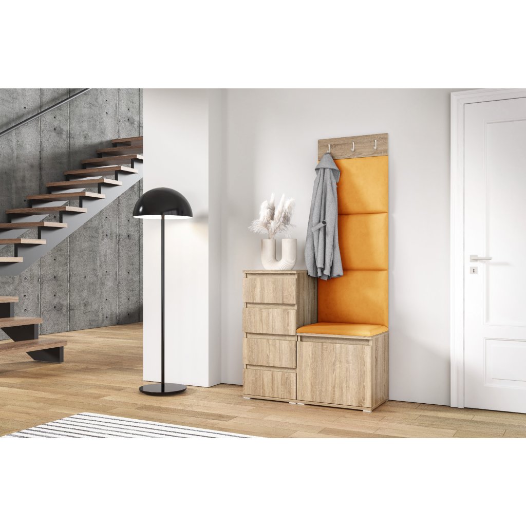 Eka Předsíňová stěna s čalouněnými panely Trinity 36 - Sonoma / Hořčicová 2326