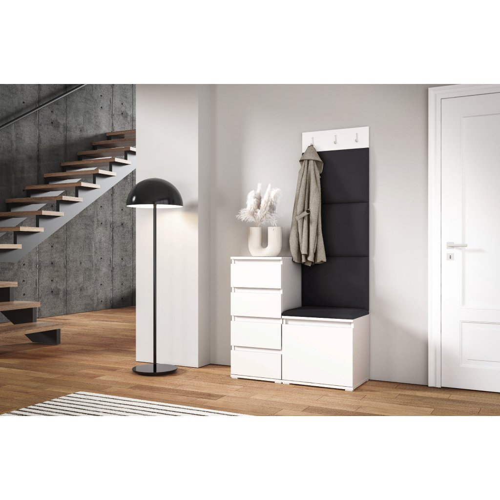 Eka Předsíňová stěna s čalouněnými panely Trinity 36 - Bílá / Černá 2316