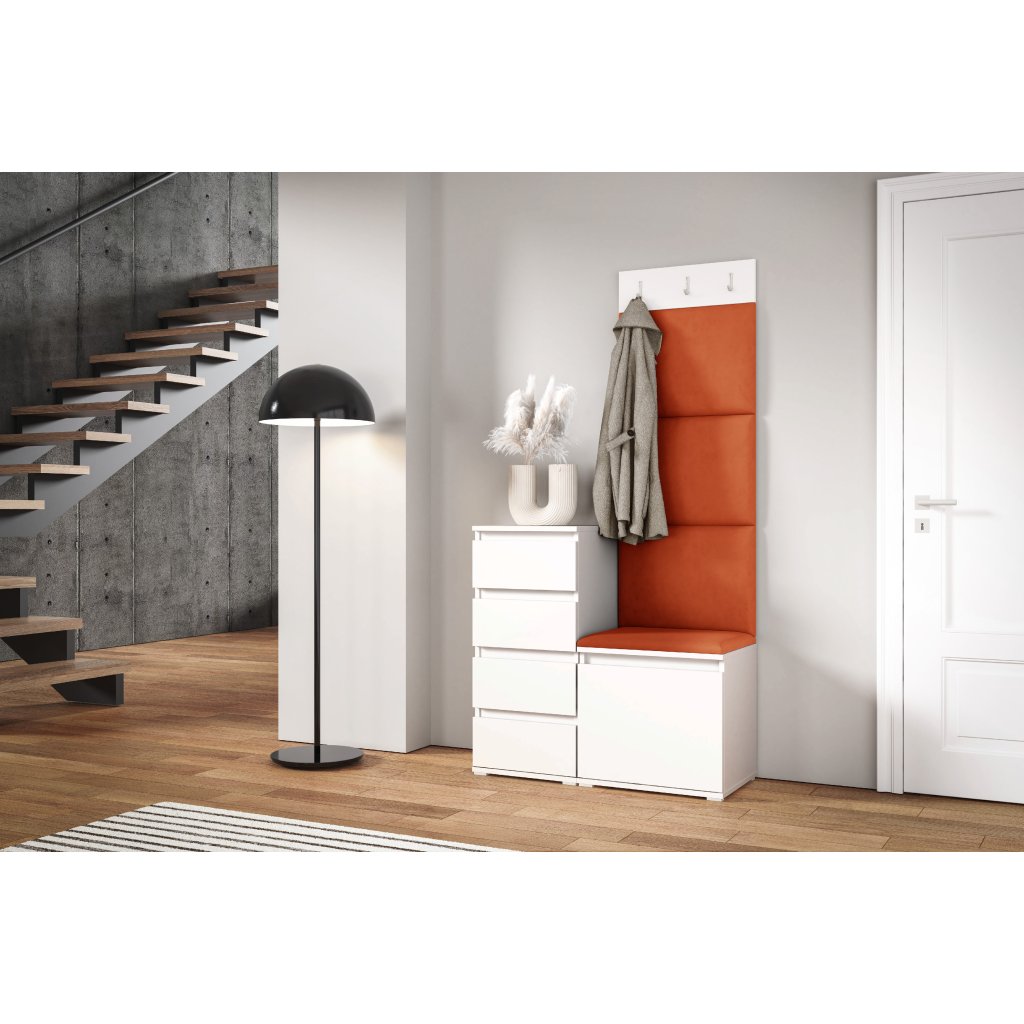 Eka Předsíňová stěna s čalouněnými panely Trinity 36 - Bílá / Okrová 2325