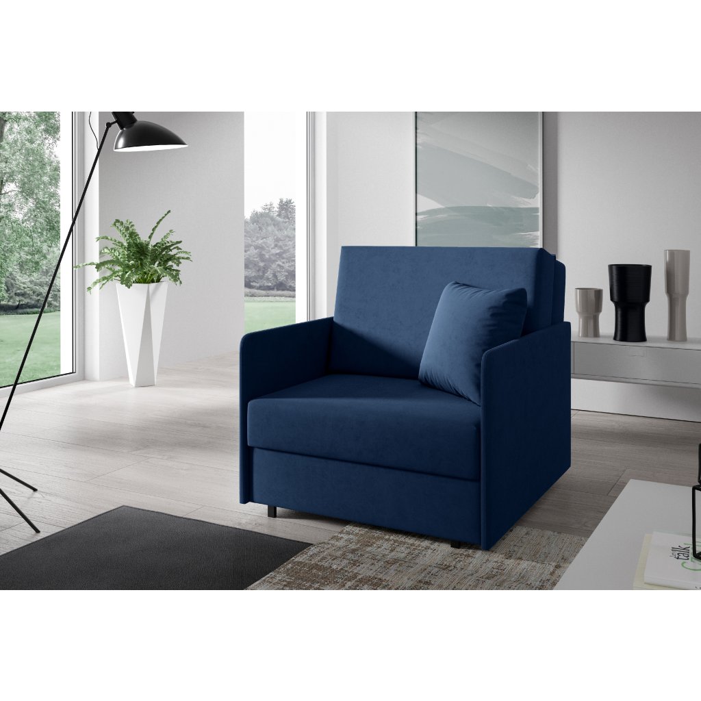 Eka Pohovka AMERYKANKA 166, 90 cm Barva látky: KRONOS 09 (Tmavá modrá)