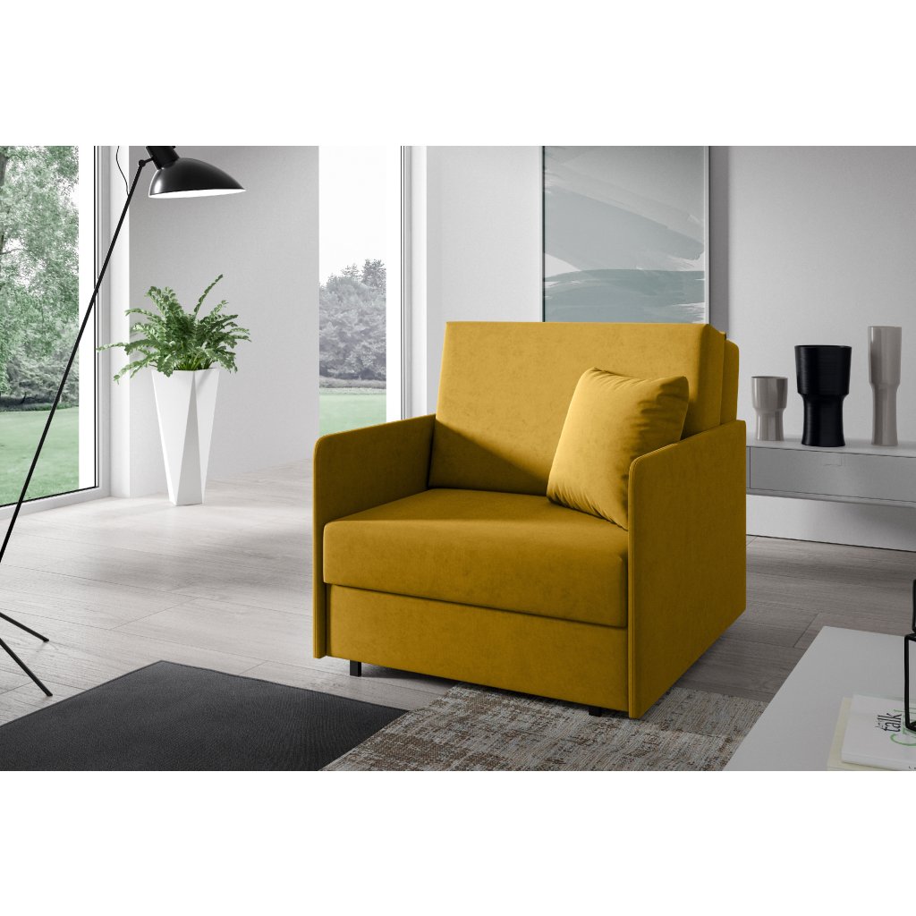 Eka Pohovka AMERYKANKA 166, 90 cm Barva látky: KRONOS 01 (Žlutá)