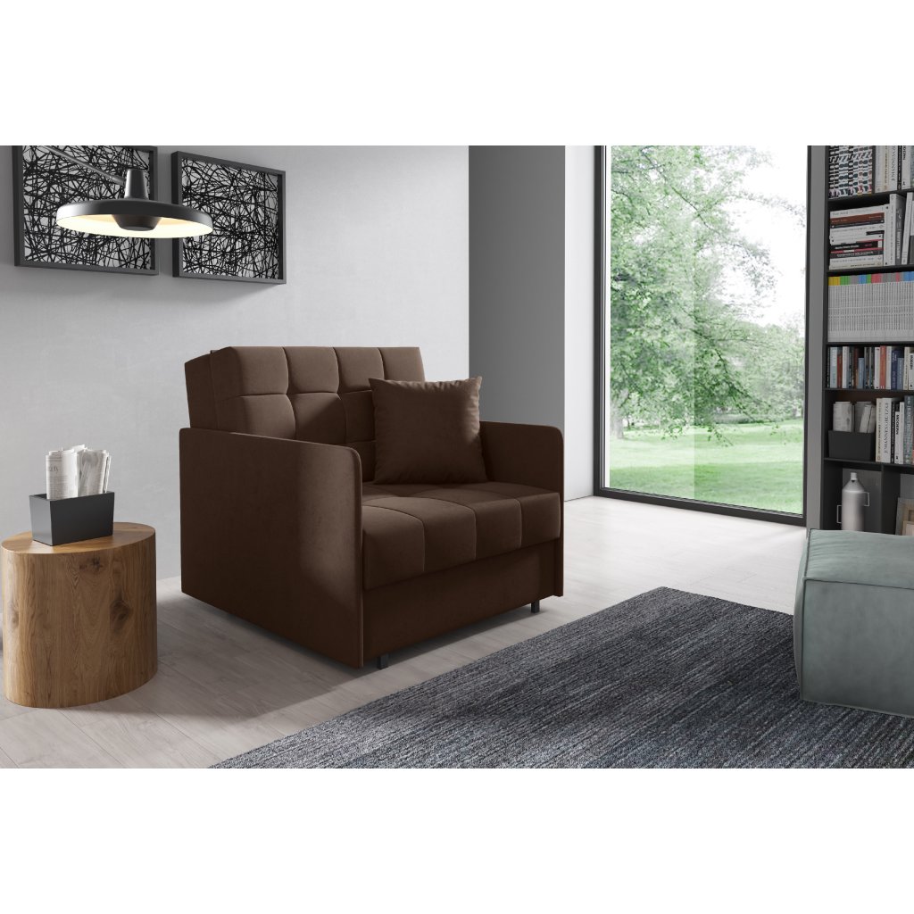 Eka Pohovka AMERYKANKA 169, 90 cm Barva látky: KRONOS 06 (Hnědá)