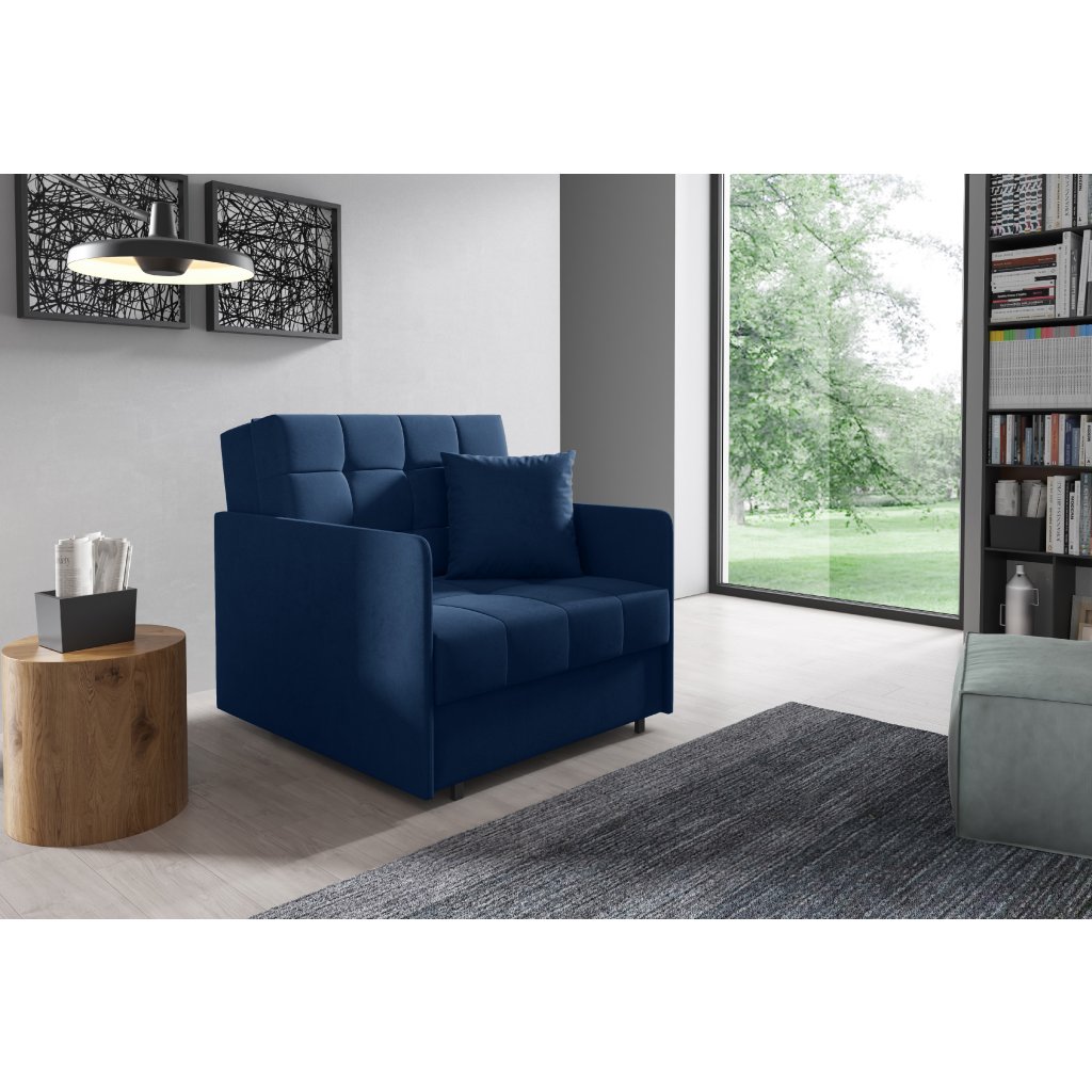 Eka Pohovka AMERYKANKA 169, 90 cm Barva látky: KRONOS 09 (Tmavá modrá)