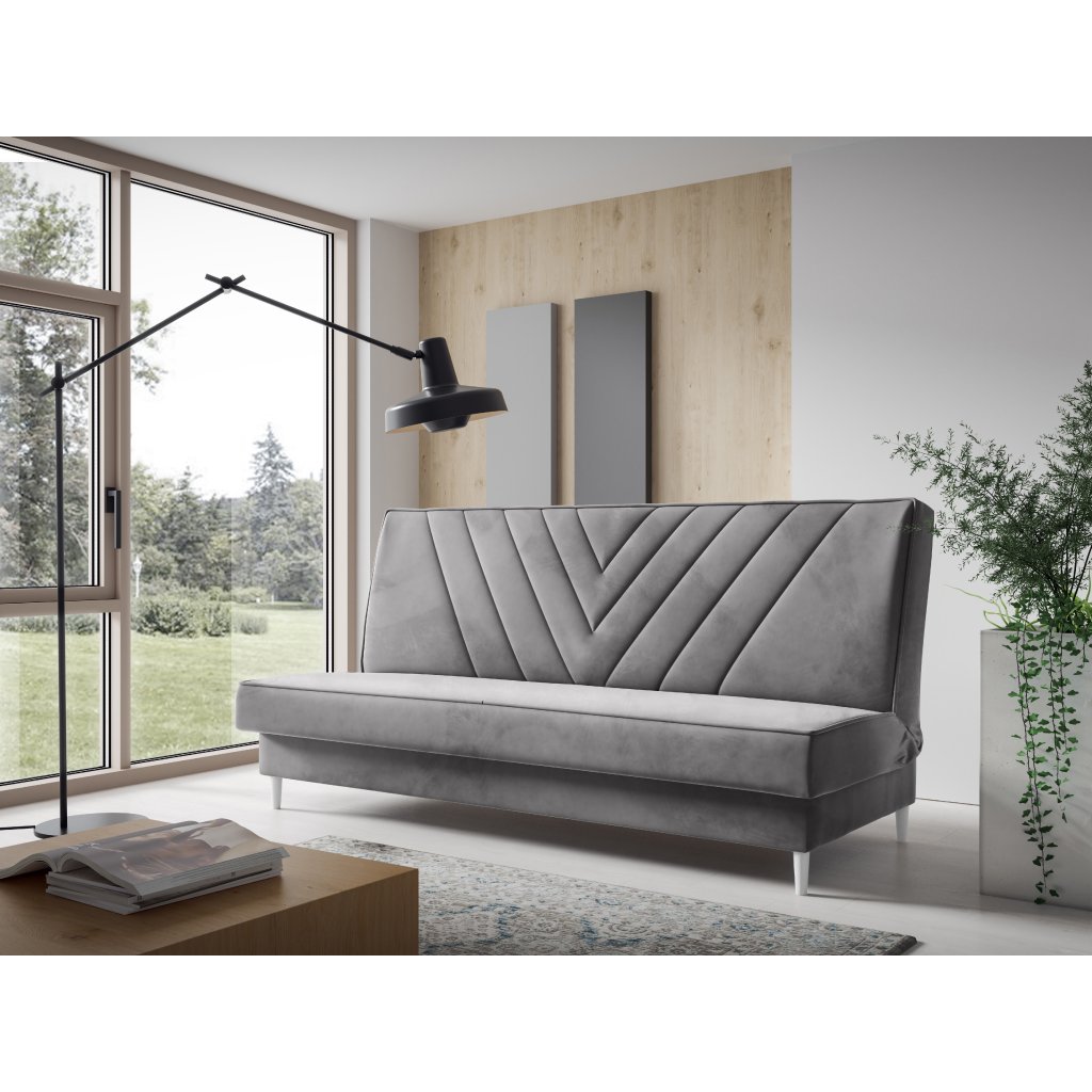 Eka Pohovka FRANK, 200 cm Výběr nohou: Bílé, Barva látky: MONOLITH 85 (Šedá)