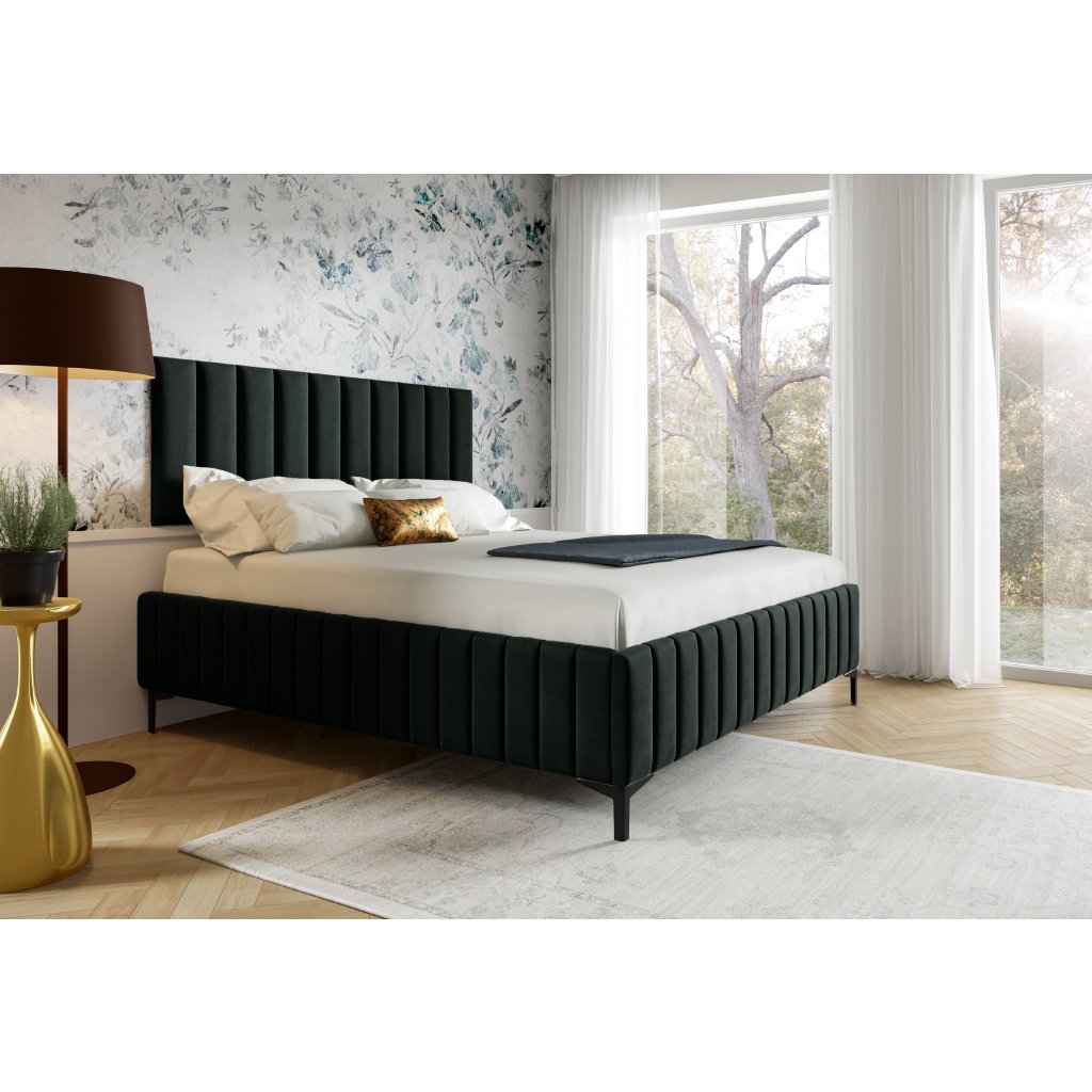 Eka Čalouněná postel CARLO 120x200 cm Barva látky Trinity: (2302) Krémová, Úložný prostor: S kovovým rámem úložného prostoru