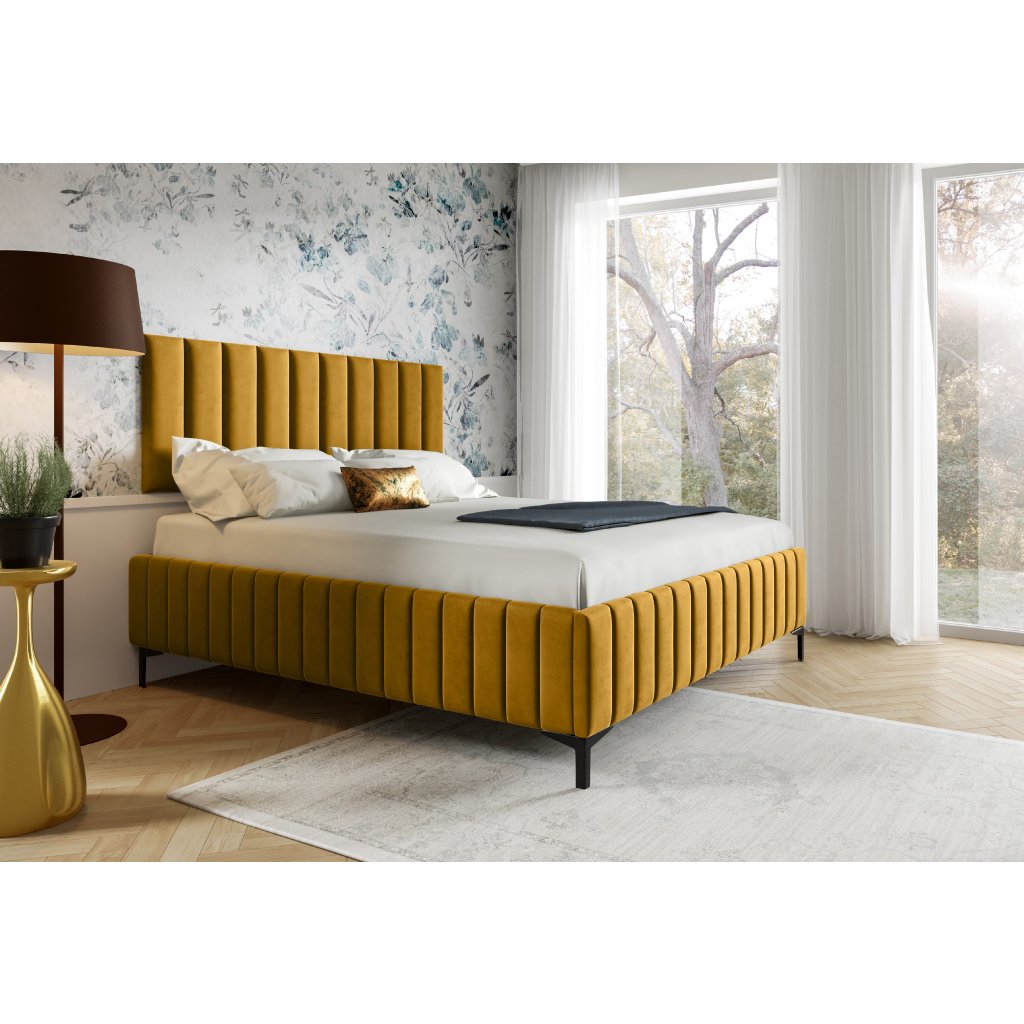 Eka Čalouněná postel CARLO 160x200 cm Barva látky Trinity: (2310) Růžová, Úložný prostor: S kovovým rámem úložného prostoru