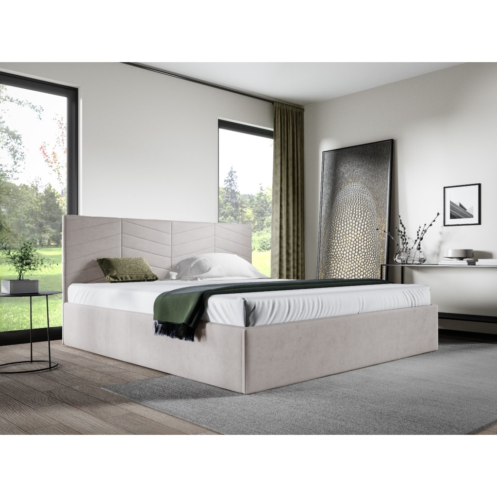 Eka Čalouněná postel ANNA 90x200 cm Barva látky Trinity: (2331) Tmavá modrá, Úložný prostor: Bez úložného prostoru