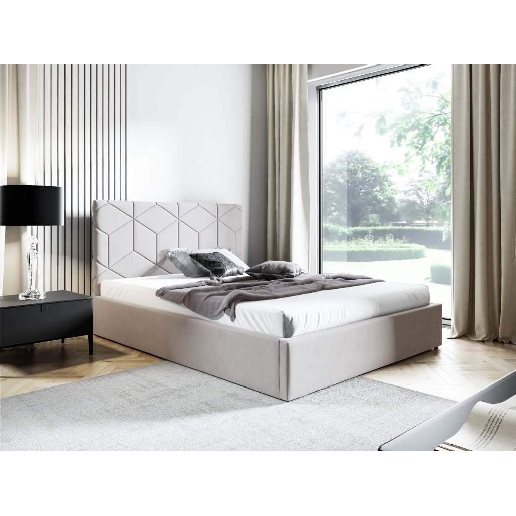 Eka Čalouněná postel BOX 90x200 cm Barva látky Trinity: (2331) Tmavá modrá, Úložný prostor: Bez úložného prostoru