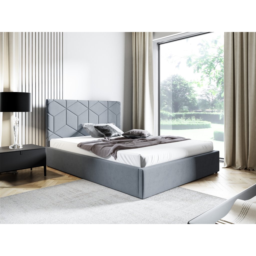 Eka Čalouněná postel BOX 140x200 cm Barva látky Trinity: (2314) Šedá, Úložný prostor: Bez úložného prostoru