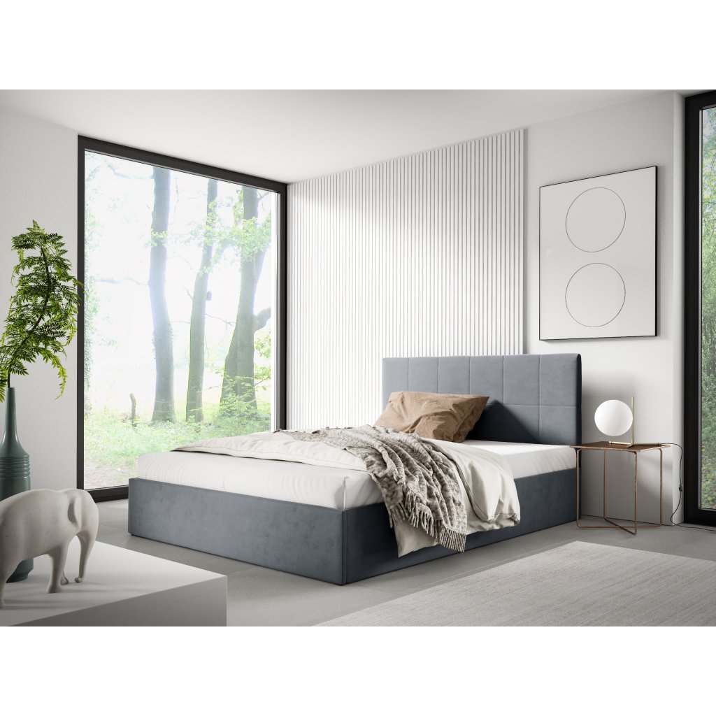 Eka Čalouněná postel SMART 140x200 cm Barva látky Trinity: (2314) Šedá, Úložný prostor: Bez úložného prostoru