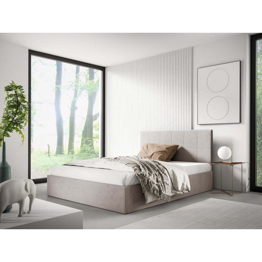 Eka Čalouněná postel SMART 160x200 cm Barva látky Trinity: (2328) Tmavá zelená, Úložný prostor: Bez úložného prostoru