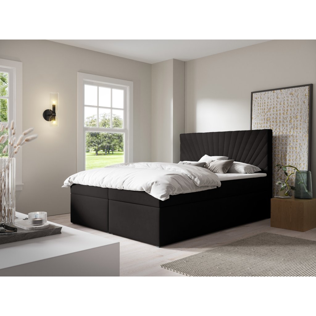 Eka Kontinentální čalouněná postel AFRODITE - Trinity (90x200 cm) Barva látky Trinity: (2316) Černá