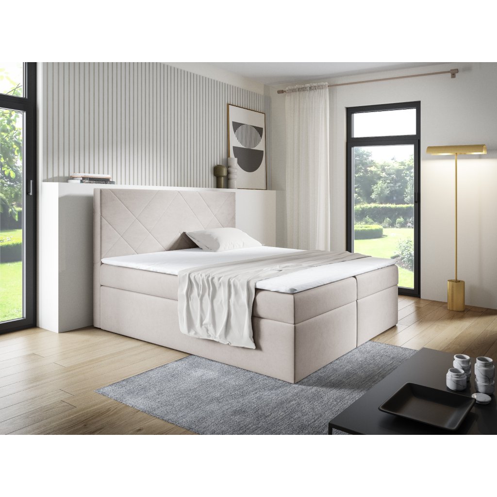 Eka Kontinentální čalouněná postel SARAH - Trinity (90x200 cm) Barva látky Trinity: (2331) Tmavá modrá