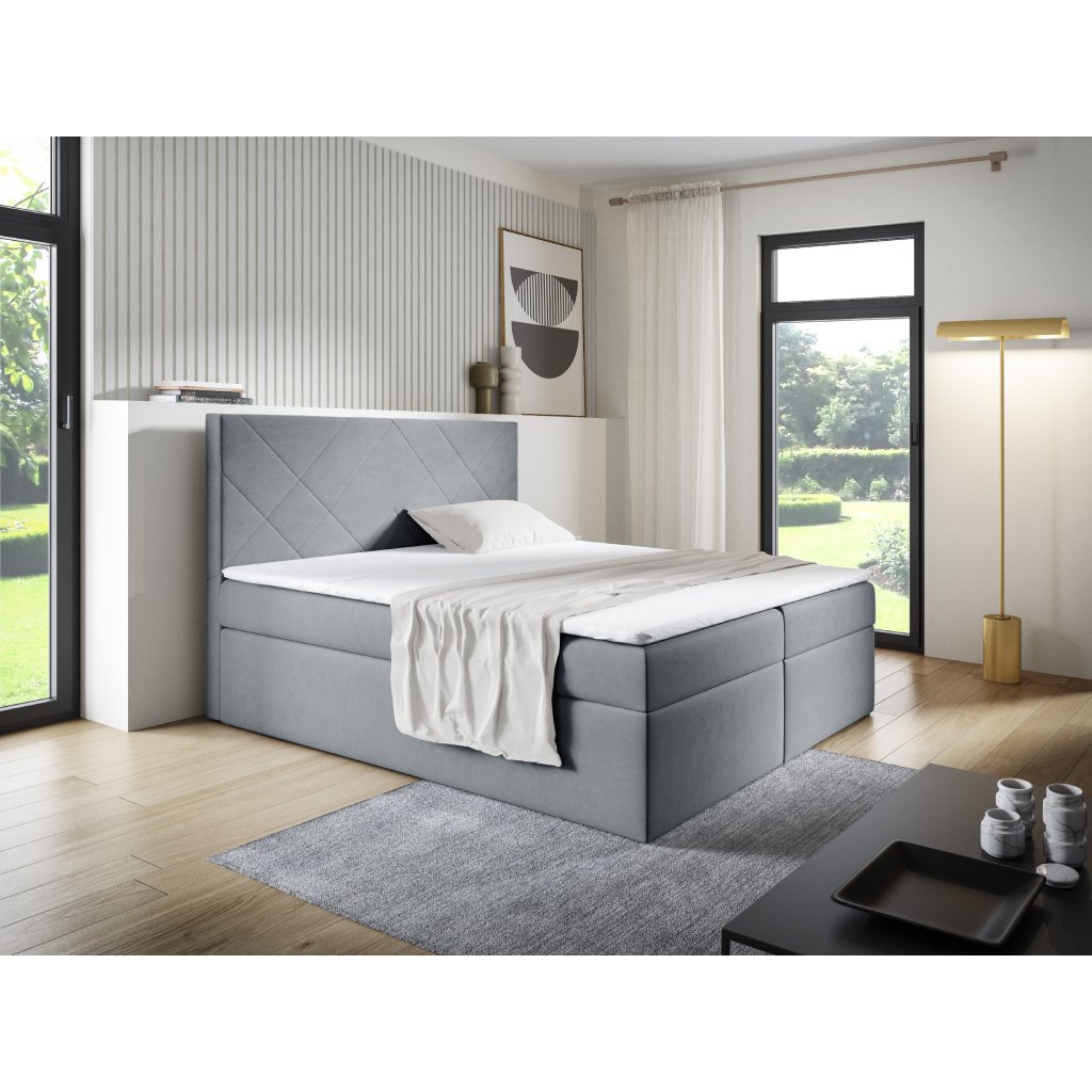 Eka Kontinentální čalouněná postel SARAH - Trinity (160x200 cm) Barva látky Trinity: (2314) Šedá