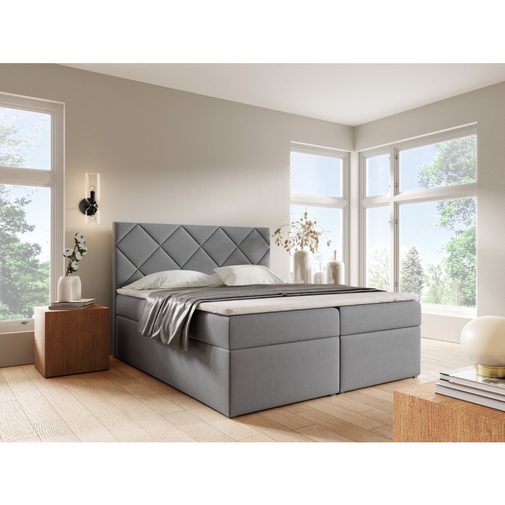 Eka Kontinentální čalouněná postel DIAMOND - Trinity (160x200 cm) Barva látky Trinity: (2314) Šedá