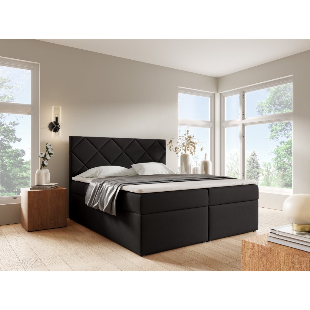 Eka Kontinentální čalouněná postel DIAMOND - Trinity (160x200 cm) Barva látky Trinity: (2316) Černá