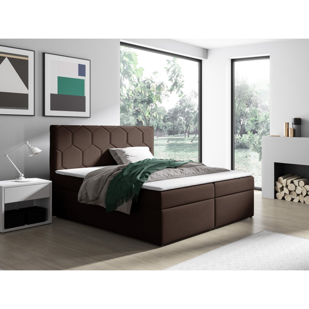 Eka Kontinentální čalouněná postel MEDOX - Trinity (200x200 cm) Barva látky Trinity: (2308) Tmavá hnědá