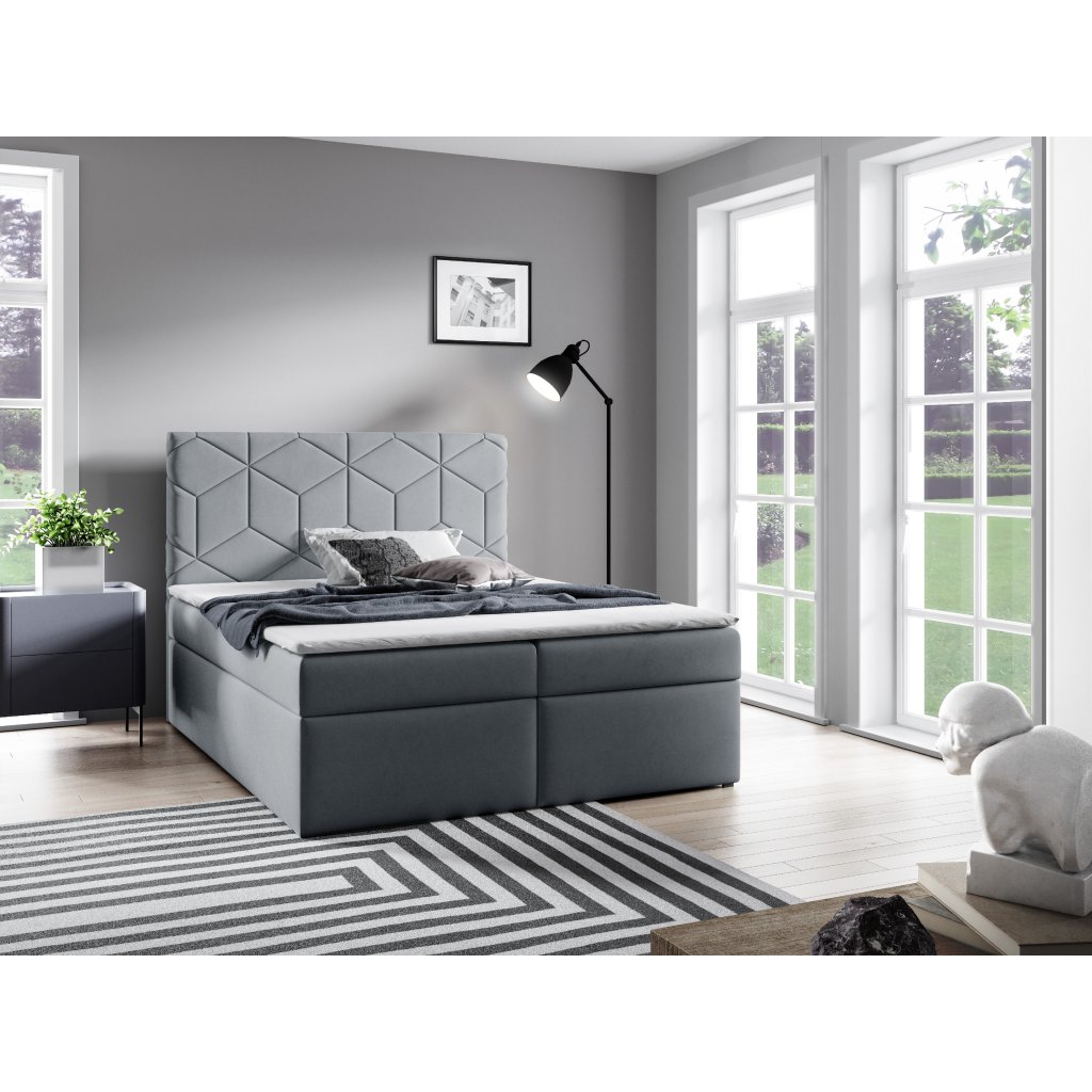 Eka Kontinentální čalouněná postel BOX - Trinity (90x200 cm) Barva látky Trinity: (2314) Šedá
