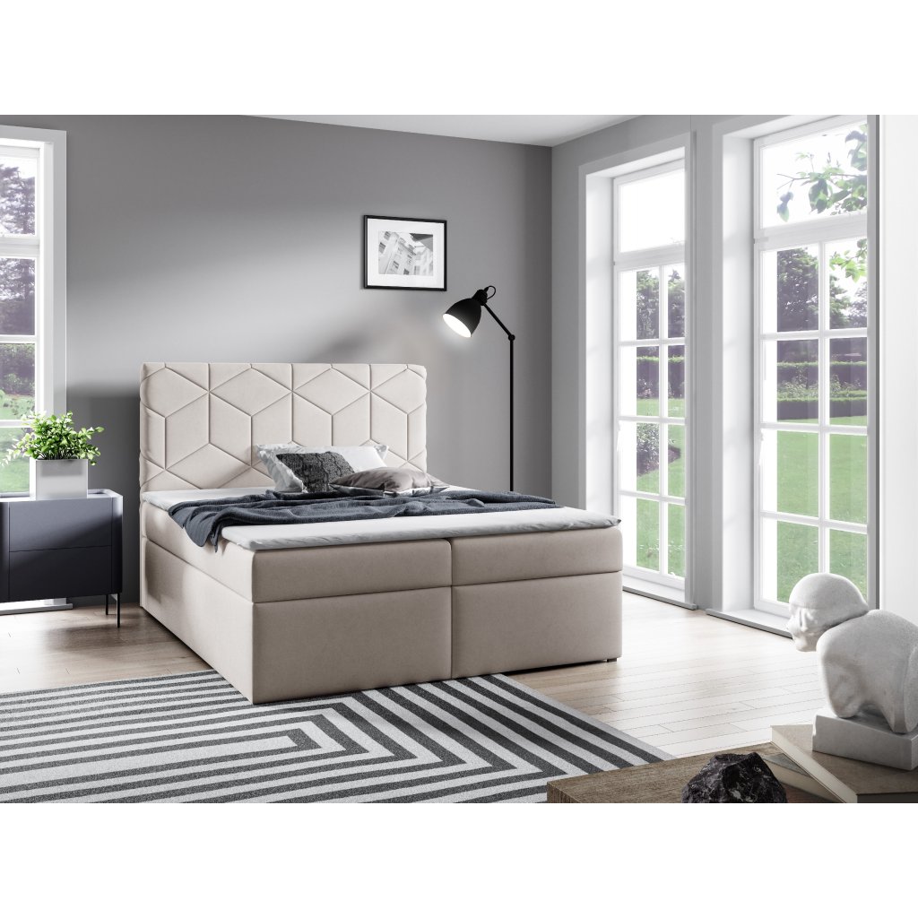 Eka Kontinentální čalouněná postel BOX - Trinity (200x200 cm) Barva látky Trinity: (2331) Tmavá modrá