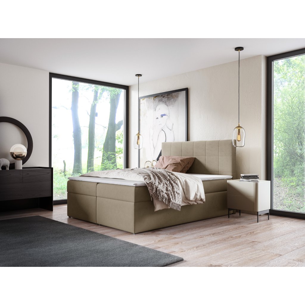 Eka Kontinentální čalouněná postel SMART - Trinity (140x200 cm) Barva látky Trinity: (2303) Světlá béžová