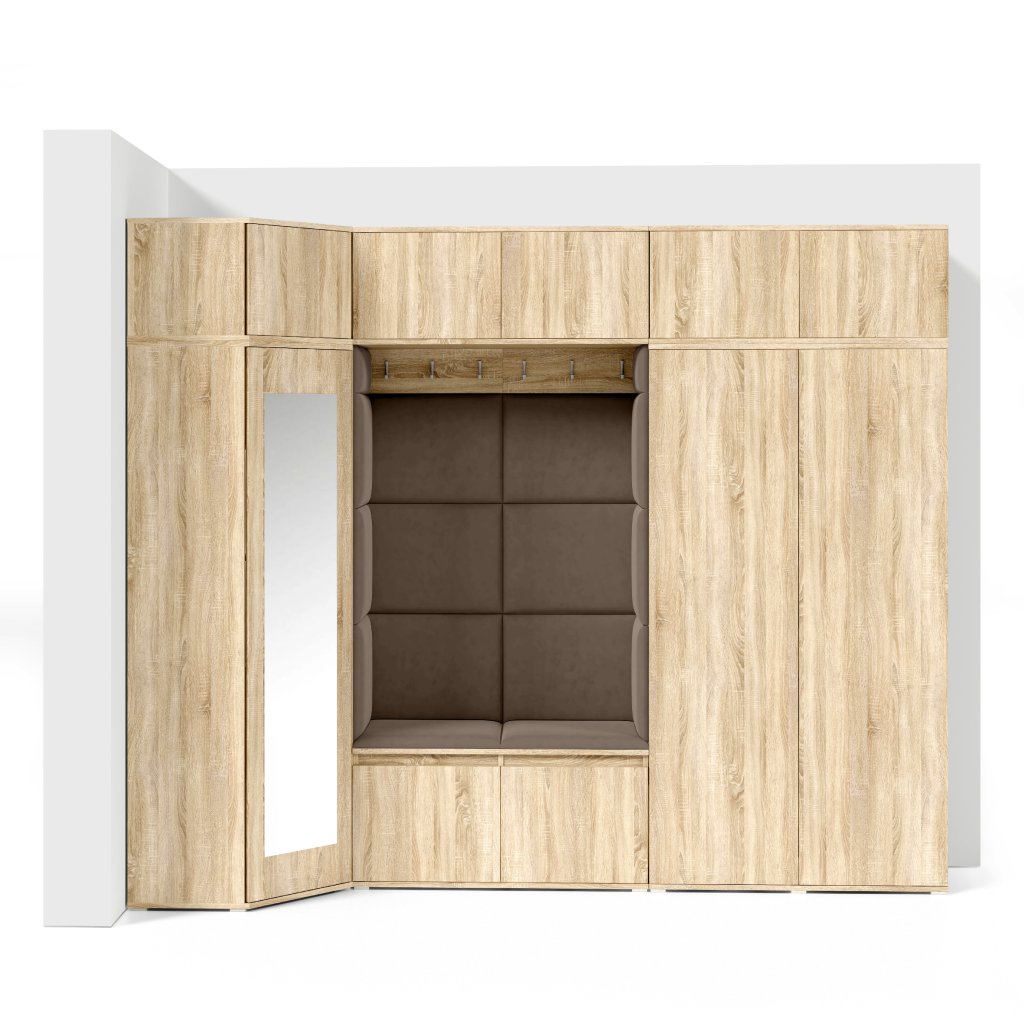 Eka Předsíňová stěna s čalouněnými panely Trinity 39 - Sonoma / Světlá hnědá 2306