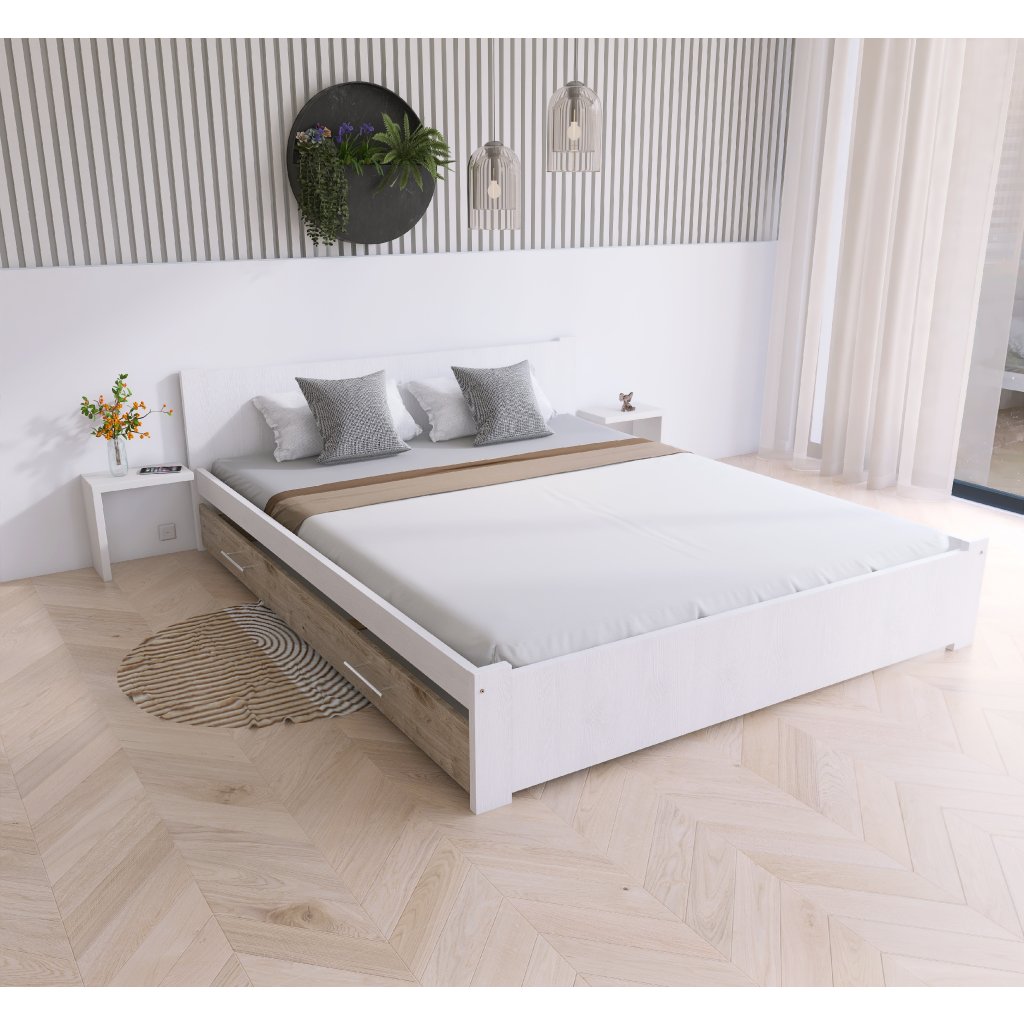 Maxi Postel z masivu Iris 120x200 cm, Bílá/BÍLÁ