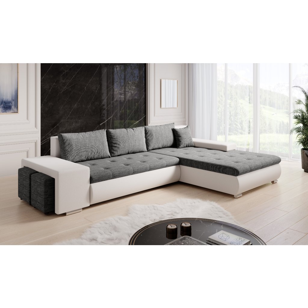 MSL Rohová sedačka LATINA + 2x taburet, 285 cm Roh sedačky: Pravý roh, Barva látky: BERLIN 01 + SOFT 17