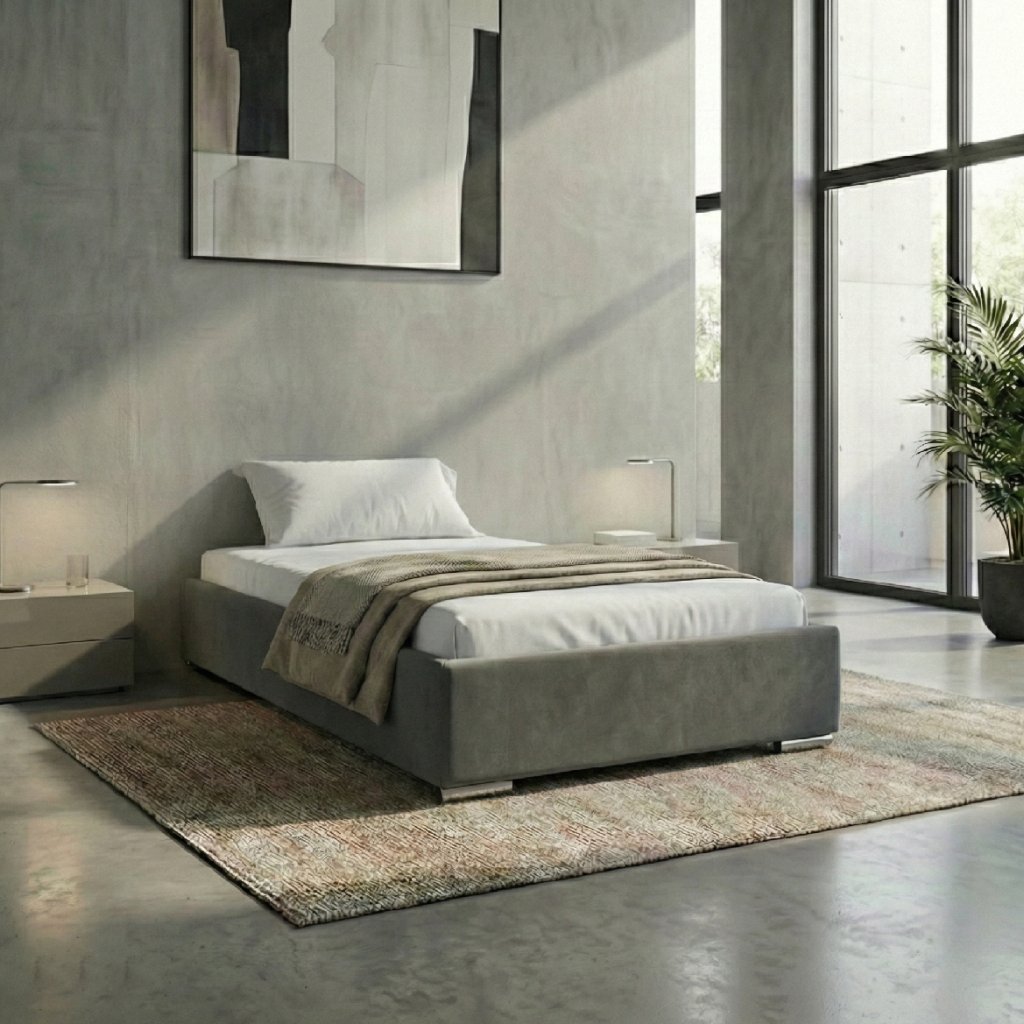 Eka Čalouněná postel LANA 90 x 200 cm, Trinity 2314 Šedá s kovovým rámem úložného prostoru