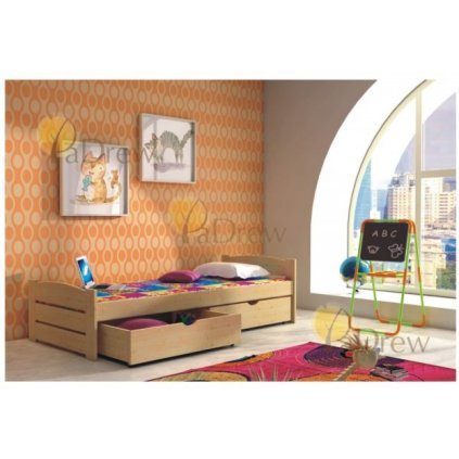 Postel masiv Tereza 200x90 cm + matrace + šuplíky
