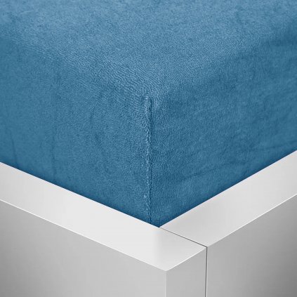 Bavlněné prostěradlo FROTÉ 180x200 cm s gumou - modrá