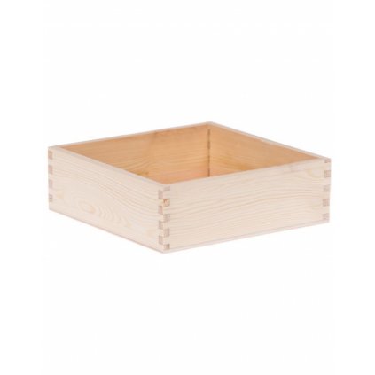 Dřevěná krabička bez víka - 16x16x5 cm, Přírodní