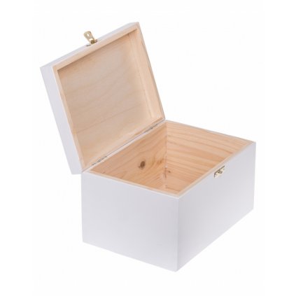 Dřevěná krabička se sponou - 22x16x14 cm, Bílá
