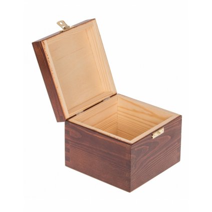 Dřevěná krabička se sponou - 14x14x11 cm, Ořech